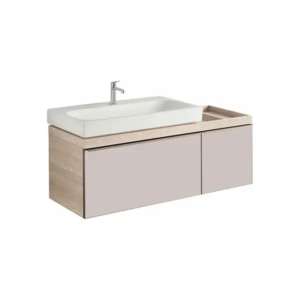 GEBERIT Тумба под раковину Keramag Citterio 1334х554х504 мм, полочка справа (панель - бежевая; корпус - светлый дуб) (500.567.JI.1) фото 1 Aquada.com.ua
