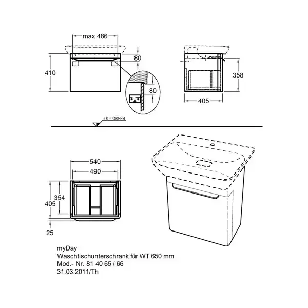 Тумба под раковину Geberit myDay 540х410х405 мм, (Y824065000) фото 2 Aquada.com.ua