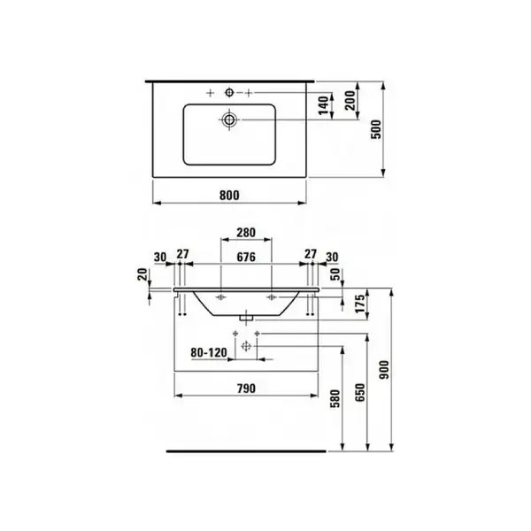 LAUFEN PRO S тумба, в комплекте с умывальником 80*50см, белый глянец (H8609634751041) фото 2 Aquada.com.ua