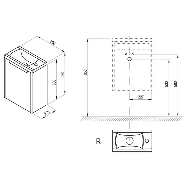 Тумба под раковину 40 x 22 x h50 см Ravak SD Classic, белая (без дверци) (X000000416) фото 3 Aquada.com.ua