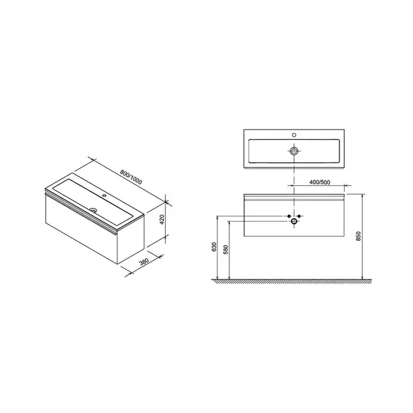 Тумба под раковину Ravak SD Clear 100x38x42 см (X000000759) фото 2 Aquada.com.ua