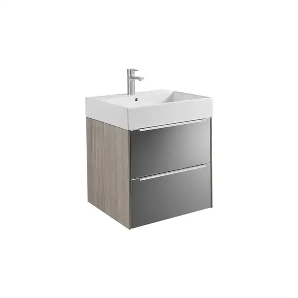 Комплект из раковины и тумбы Roca Inspira 600 х 498 х 674 мм (цвет отделки - 403 city oak / dark mirror) (A851075403) фото 1 Aquada.com.ua