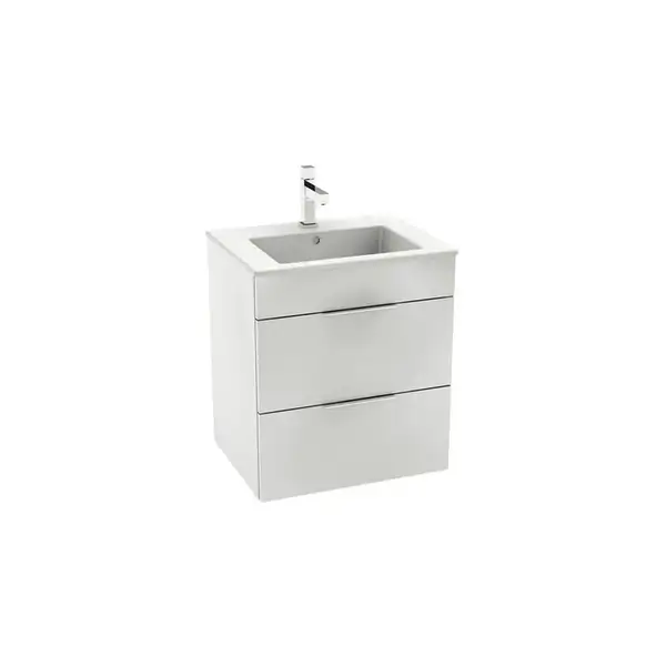 ROCA SUIT тумба 540*422*620мм с раковиной, 1 отверстие под смеситель, 2 выдвижных шкафчика, цвет белый глянец (A85118A806) фото 1 Aquada.com.ua