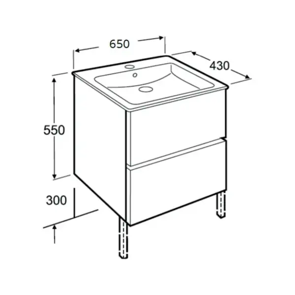 Тумба з умивальником Roca Cube 65 см (A85119B806)
