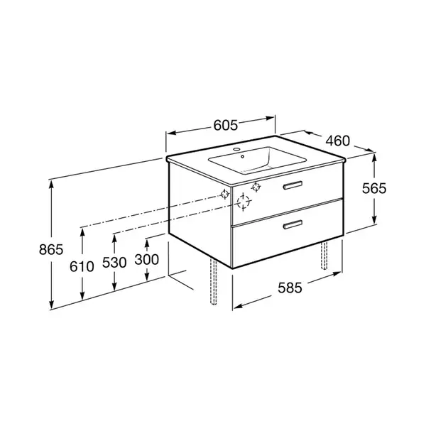Тумба з умивальником Roca Victoria Basic 600х460, береза (A855854422)