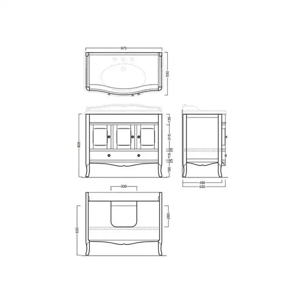 Тумба под раковину Simas Arcade орех ARMC105W (ARMC105W) фото 2 Aquada.com.ua