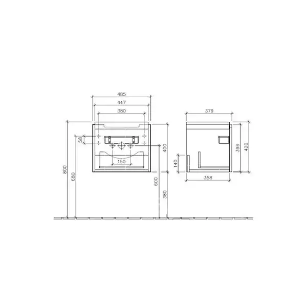 Тумба под раковину Villeroy & Boch Subway 2.0 485420х380 мм (A68500DH) фото 2 Aquada.com.ua