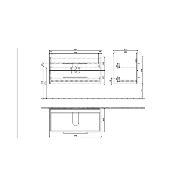 Тумба под раковину Villeroy & Boch Avento 980 x 514 mm белый глянец (A89200B4) фото 5 Aquada.com.ua