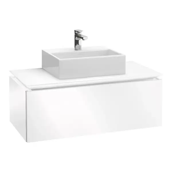 VILLEROY & BOCH LEGATO тумба 100*38*50см под раковину, подвесная, умывальник устанавливается в центре, цвет белый глянец (B10500DH) фото 1 Aquada.com.ua