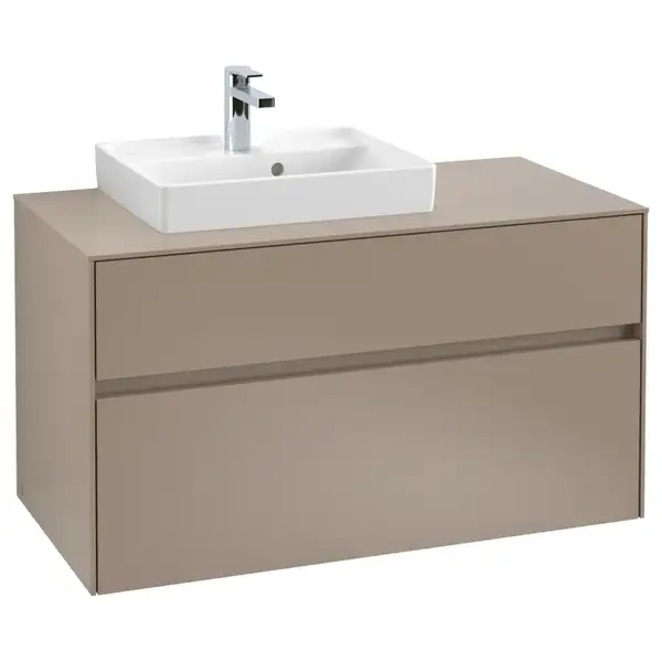 Тумба под умывальник с LED подсветкой 100 см Villeroy & Boch Collaro (Truffle Grey) умывальник слева (C014L0VG) фото 1 Aquada.com.ua