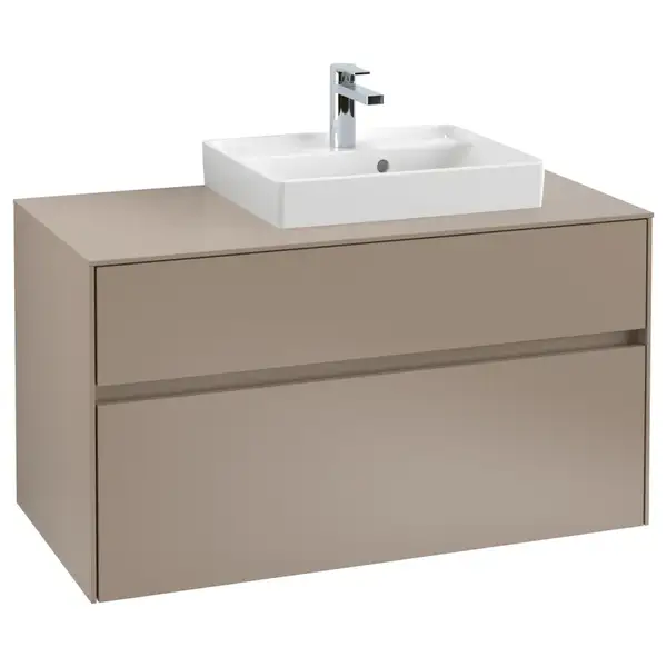 Тумба под умывальник с LED подсветкой 100 см Villeroy & Boch Collaro (Truffle Grey) умывальник слева (C015L0VG) фото 1 Aquada.com.ua