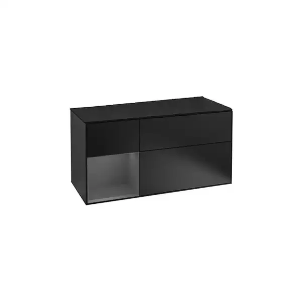 VILLEROY & BOCH FINION тумба 119,6*59,1*49*8см под умывальник, подсветка, ф-я Emotion, корпус - матовый черный, вставка - матовый антрацит (G060GKPD) фото 1 Aquada.com.ua