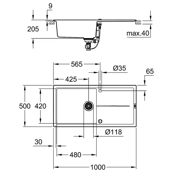Композитна мийка для кухні Grohe K400 (31641AP0)