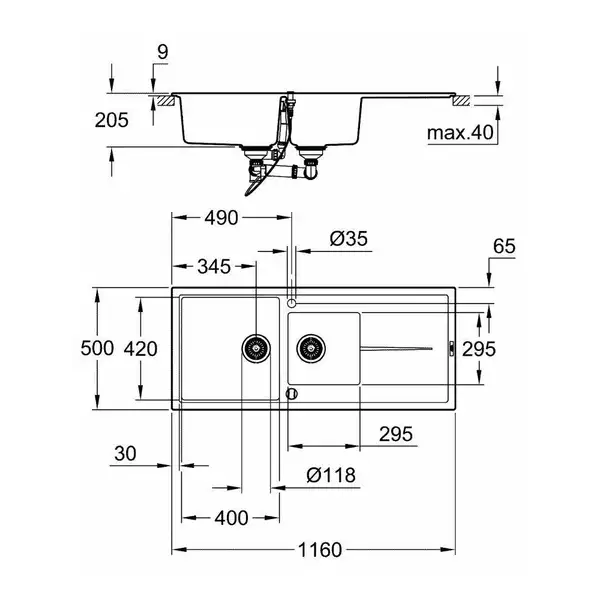 GROHE Мойка кварцевая Sink K400 (31643AP0)