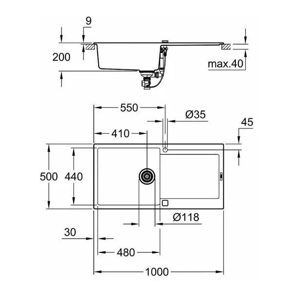 GROHE Мойка кварцевая Sink K500 (31645AP0)