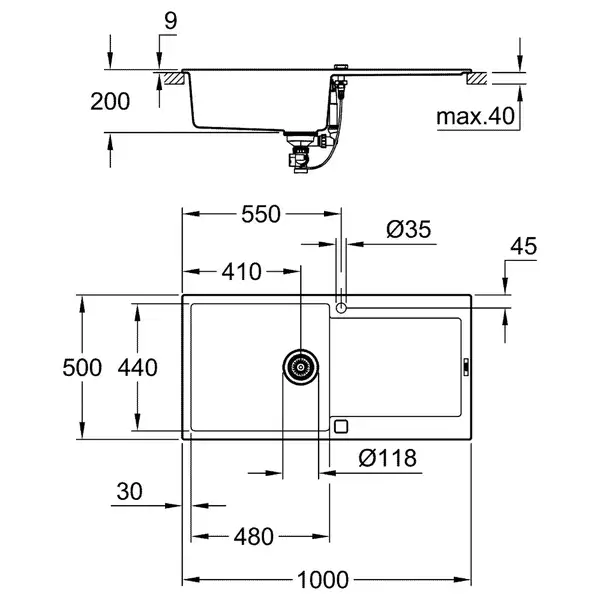 Композитна мийка для кухні Grohe K500 (31645AT0)