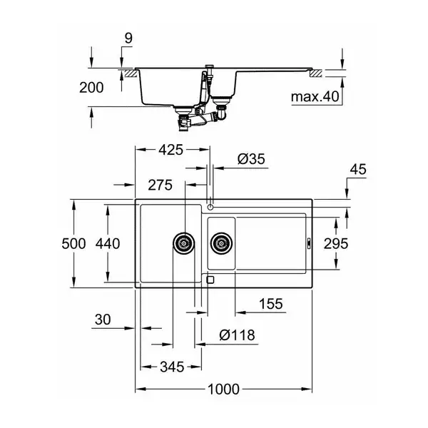 GROHE Мойка кварцевая Sink K500 (31646AT0)