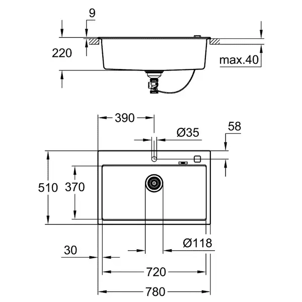 Grohe K700 Композитна мийка для кухні (31652AP0)