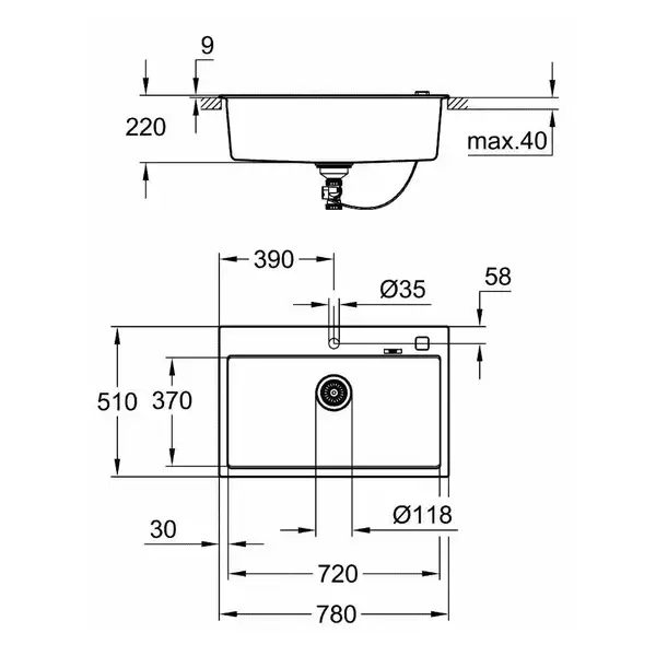 GROHE Мойка кварцевая Sink K700 (31652AT0)