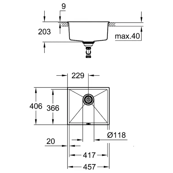 Композитна мийка для кухні Grohe K700U (31653AT0)