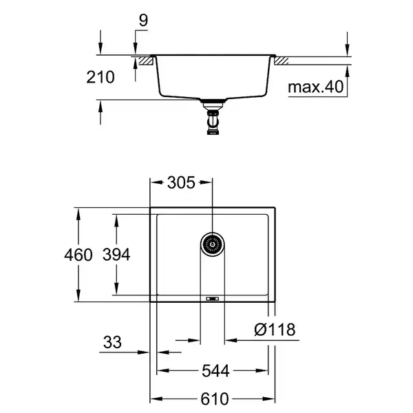 Grohe K700U Композитна мийка для кухні, гранітний сірий (31655AT0)