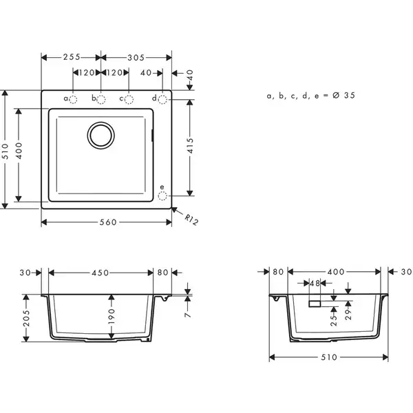 Hansgrohe S451 S510-F450 Кухонна мийка, Graphiteblack (43312170)