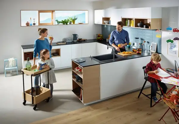 Встраиваемая кухонная мойка Hansgrohe S51 S510-F660 (цвет - чёрный графит) 660 (43313170) фото 7 Aquada.com.ua