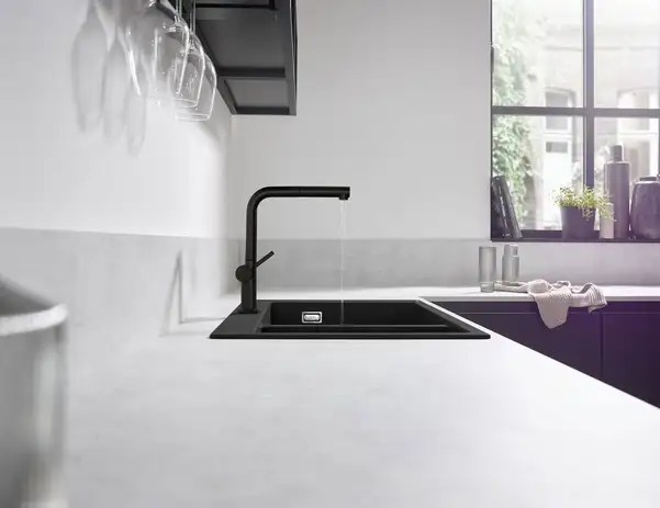 Встраиваемая кухонная мойка Hansgrohe S51 S510-F635 (цвет - чёрный графит) 180/450 (43315170) фото 5 Aquada.com.ua