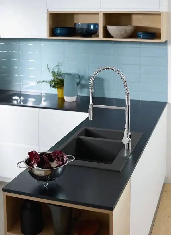 Встраиваемая кухонная мойка Hansgrohe S51 S510-F635 (цвет - чёрный графит) 180/450 (43315170) фото 7 Aquada.com.ua