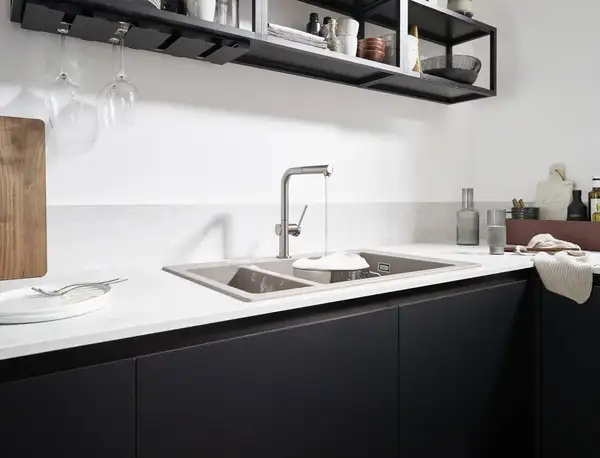 Встраиваемая кухонная мойка Hansgrohe S51 S510-F635 (цвет - серый бетон) 180/450 (43315380) фото 3 Aquada.com.ua