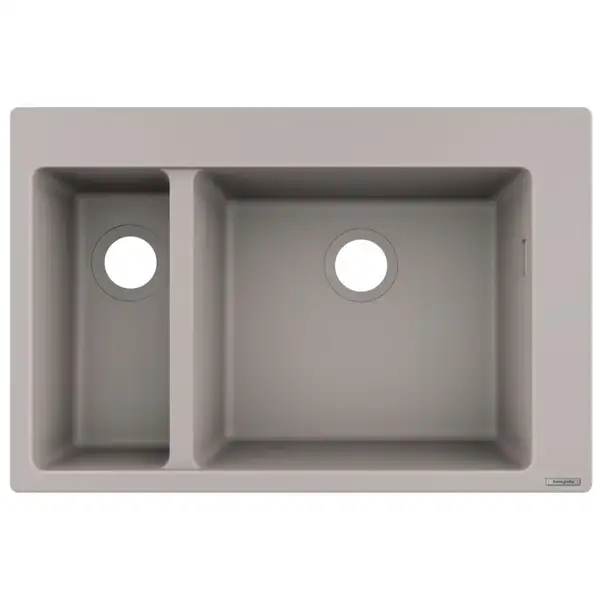 Кухонна мийка Hansgrohe S510-F635 770х510 на дві чаші 180/450, Concretegrey (43315380)