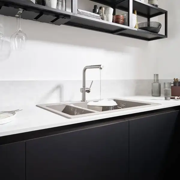 Кухонна мийка Hansgrohe S510-F635 770х510 на дві чаші 180/450, Concretegrey (43315380)