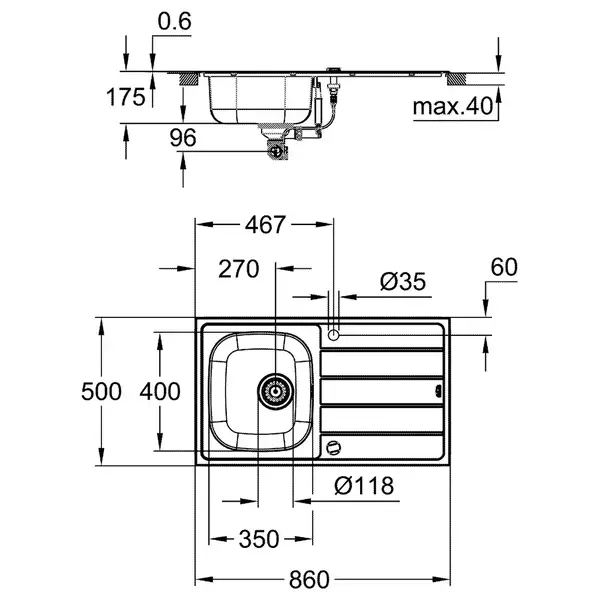 Мийка для кухні із нержавіючої сталі Grohe K200 (31552SD1)
