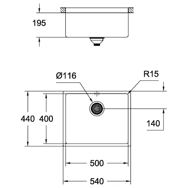Кухонна мийка Grohe EX Sink K700U, сталь (31574SD0)