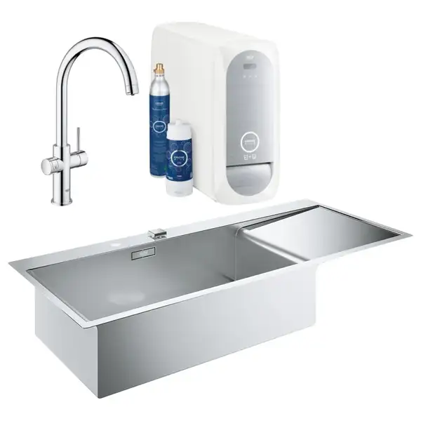 Набор Grohe мойка кухонная K1000 31581SD0 + смеситель Blue Home 31455001 (31581SD031455001)