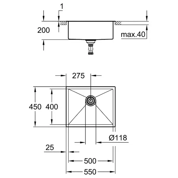 Мийка для кухні із нержавіючої сталі Grohe K700 (31726SD0)