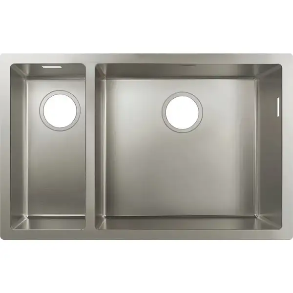 Hansgrohe S71 S719-U655 Кухонная мойка, 2 чаши, сталь (43429800)