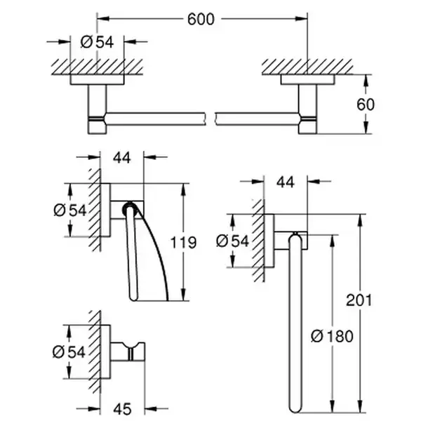 Набір аксесуарів 4 в 1 Grohe Essentials New (40776001)