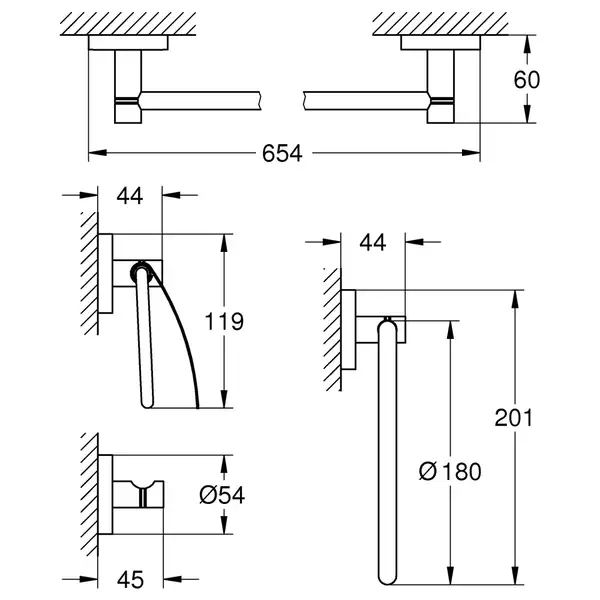 Набір аксесуарів 4 в 1 Grohe Essentials New (40776001)