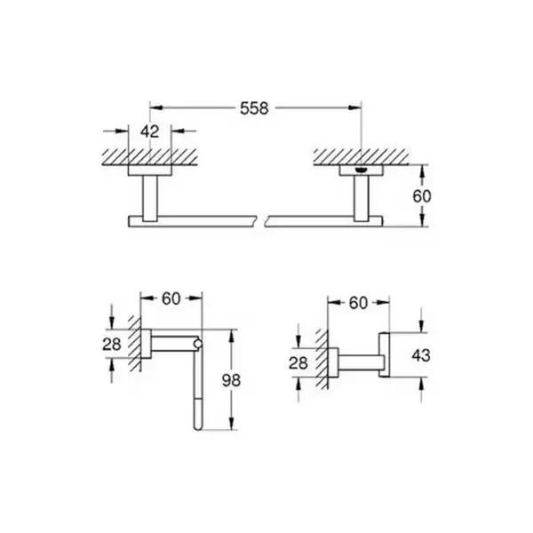 Набір аксесуарів 3 в 1 Grohe Essentials Cube New (40777001)