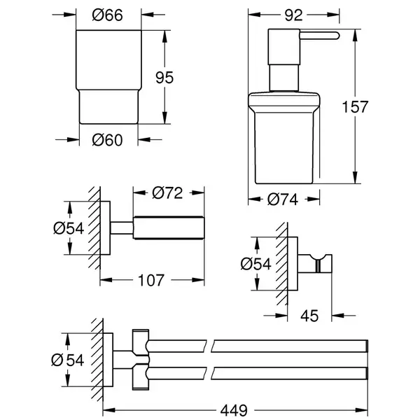 Набір аксесуарів 4 в 1 Grohe Essentials New (40846001)