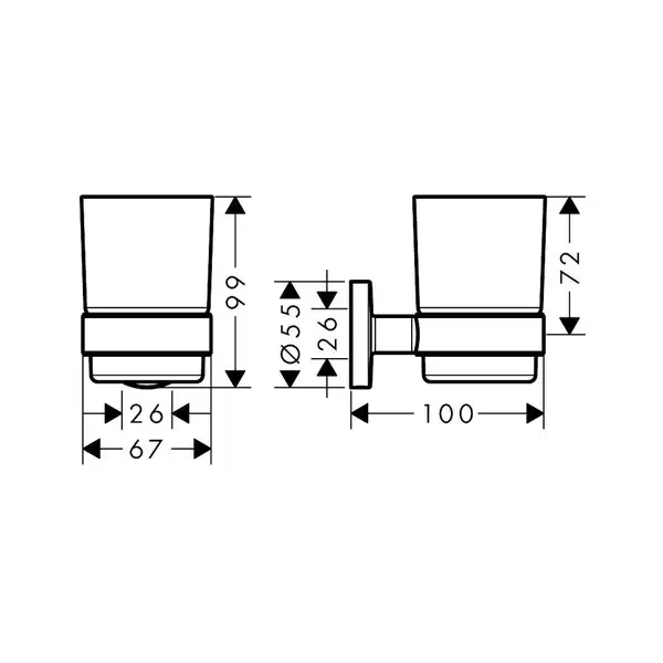 Набор аксессуаров 5-в-1 Hansgrohe Logis Universal (цвет - хром/стекло матовое) (10402020) фото 4 Aquada.com.ua