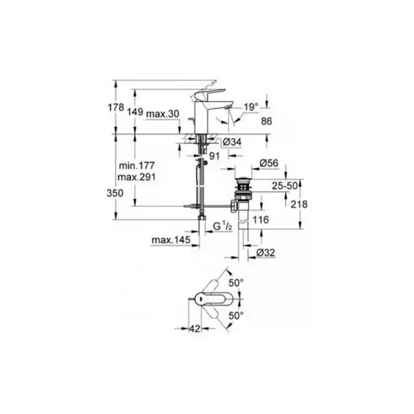 GROHE Набор смесителей 3 в 1 BAU EDGE (123208S)