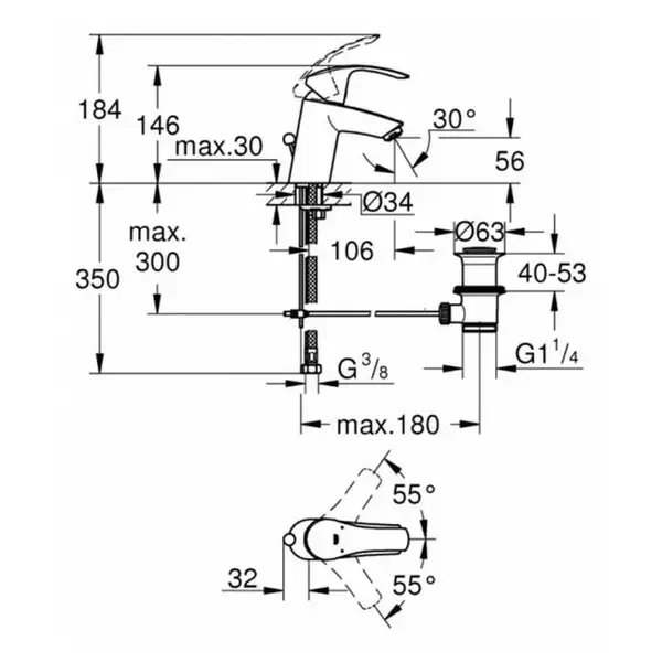 GROHE Набір змішувачів Eurosmart 3 в 1, для ванни і душа (123238S) (123238S) фото 3 Aquada.com.ua