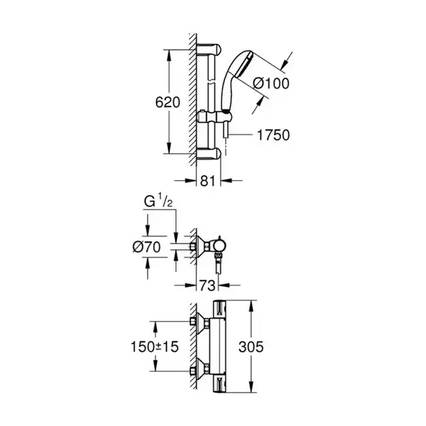 GROHE Набор смесителей GROHTHERM (34105TS) (34105TS) фото 2 Aquada.com.ua
