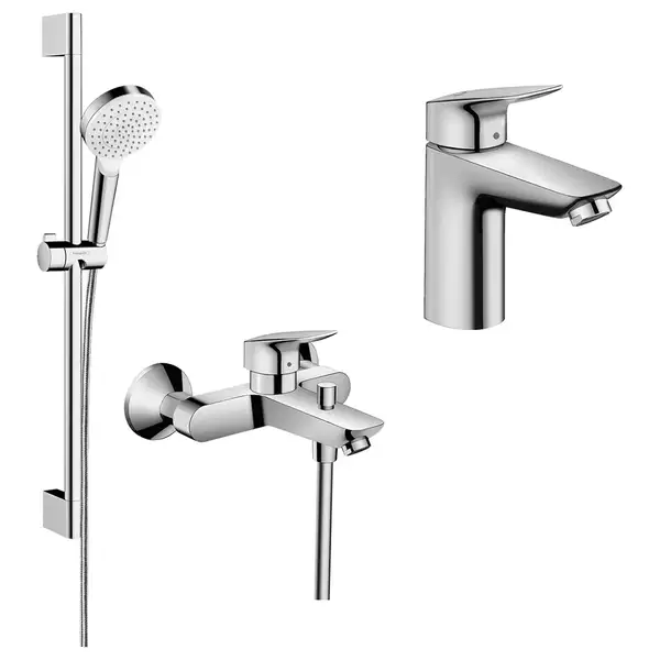 Набор смесителей для ванны 3-в-1 Hansgrohe Logis 100/Crometta (цвет - хром/белый) (10002019) фото 1 Aquada.com.ua