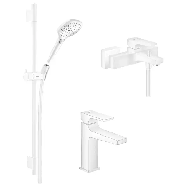 Набор смесителей для ванны 3-в-1 Hansgrohe Metropol /Raindance Select E (цвет - белый матовый) (1082020) фото 1 Aquada.com.ua