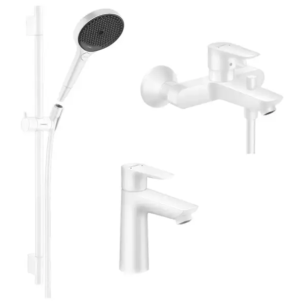 Набор смесителей для ванны 3-в-1 Hansgrohe Talis E/Crometta (цвет - белый матовый) (1102020) фото 1 Aquada.com.ua