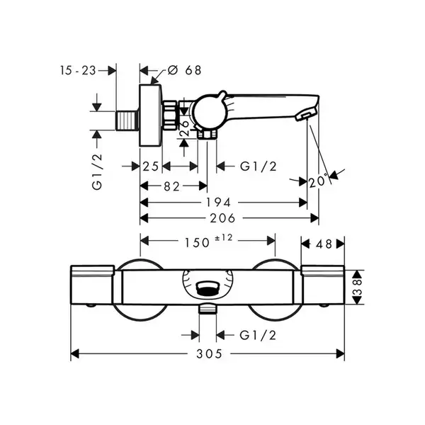 HANSGROHE Душевой набор с термостатом Logis Loop (1132019 ) фото 3 Aquada.com.ua