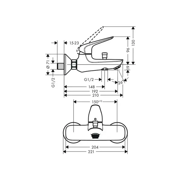 Набор смесителей для ванны 3-в-1 Hansgrohe Novus 70 (цвет - хром) (20180002) фото 3 Aquada.com.ua